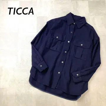 새상품급 TICCA 가슴 포켓 울 셔츠 긴팔 네이비