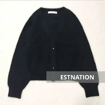 에스트네이션 가디건 볼레로 블랙 긴팔 울 복슬복슬 모헤어풍