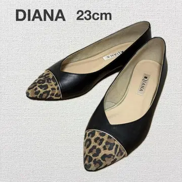 새상품급 DIANA 레오파드 무늬 스틸레토 플랫 펌프스 23cm