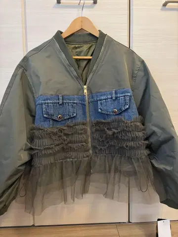 택 포함 새상품 튤과 데님 부착 MA-1 자켓