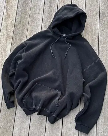 90's 'Lee'Dyeing Blank Hoodie Black