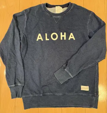 Aloha 맨투맨 인디고 다크 블루 XL 빈티지 가공