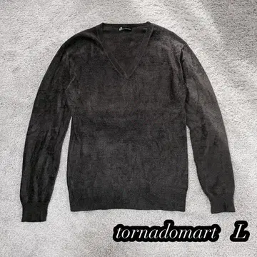 [ tornadomart ] V넥 니트 스웨터 다크 그레이 L 사이즈