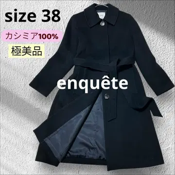 [ 새상품급 ] 앙케트 캐시미어 100% 롱 코트 벨트 A라인 블랙