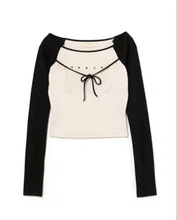 andmary Alma ribbon tops black