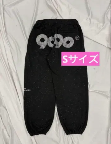 9090 girl Logo Glitter Sweat Pants BK S