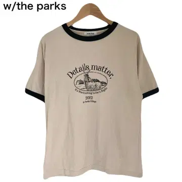 w/the parks 링거T셔츠 애니멀 양 여성용 베이지