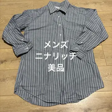 남성용 와이셔츠 NINA RICCI 그레이 스트라이프 긴팔 셔츠