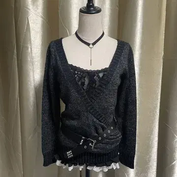 라메 믹스 니트 카슈쿨 등 파임 다크 코켓 헤이세이 갸루