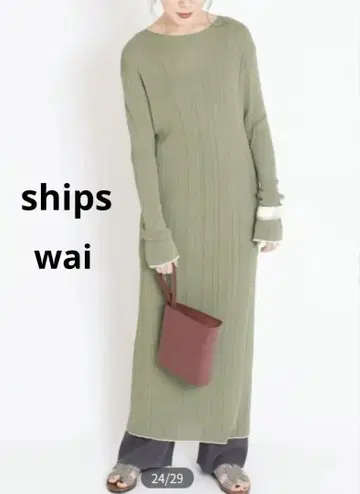 노지리 미호 씨와의 프로젝트 wai ships 긴팔 니트 원피스