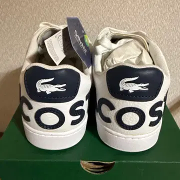 25cm 미사용품 LACOSTE 가죽 화이트 스니커즈