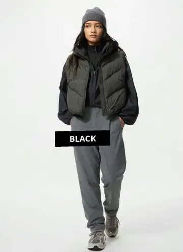 유니클로 퍼프 테크 크롭 베스트 [ BLACK ]