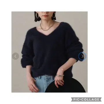 새상품급 라운지 드레스 FUR 캐시미어 V 니트 블랙
