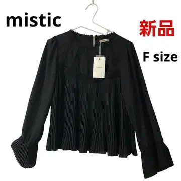 [ 새상품 ] mistic 플리츠 블라우스 블랙 F 사이즈 긴팔