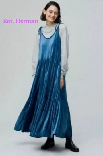 매각 전 가격 인하 Ron herman 벨로아 원피스 로얄 블루 XS