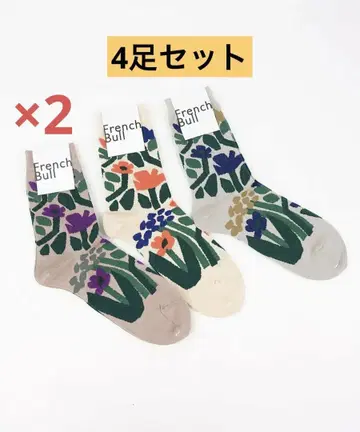 4족 세트 프렌치불 플로레 삭스 양말 꽃무늬 French Bull