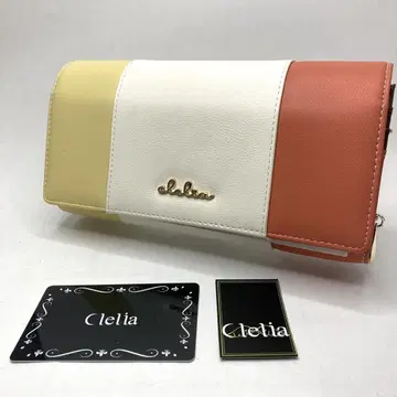미사용 Clelia 클레리아 장지갑 파스텔 컬러 오렌지 화이트