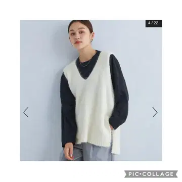 미사용 green label relaxing 알파카 믹스 샤기 베스트