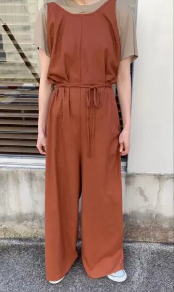 baserange 베이스 레인지 점프 수트 오렌지 브라운 한정 컬러