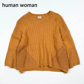 휴먼 우먼 미들 게이지 짜임 콤비 니트