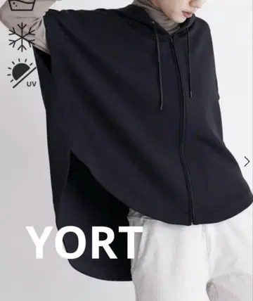 YORT 후드 부착 블랙 베스트