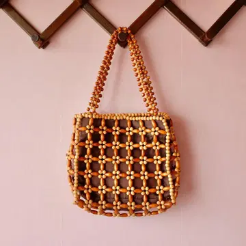 Vintage Wood Beads Mini Bag