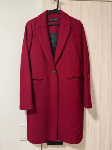 [ 새상품급 ] ZARA 자라 버건디 레드 롱 체스터 코트 빨간색