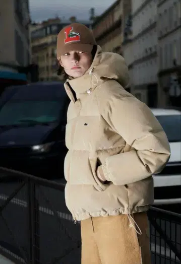 [ LACOSTE LIVE ] 코듀로이 퀼팅 다운 자켓 / 베이지