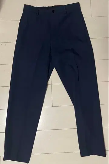 네이비 슬랙스 폴리에스테르 혼방