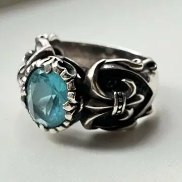 실버 925 블루스톤 백합 문장 반지