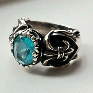 실버 925 블루스톤 백합 문장 반지