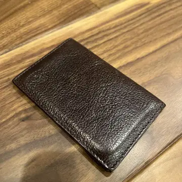 다크 브라운 가죽 명함지갑 이단 접이식