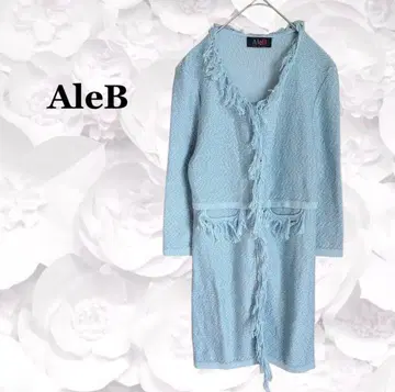 [ AleB ] 원피스 [ S ] 스카이블루 V넥 라메 광택 프린지