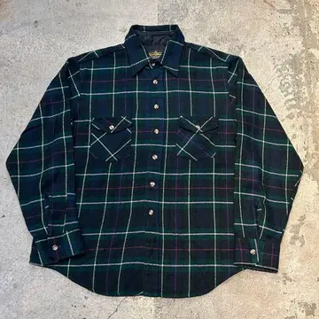 구제 Sears SPORTSWEAR 플란넬 셔츠 L 플란넬 셔츠