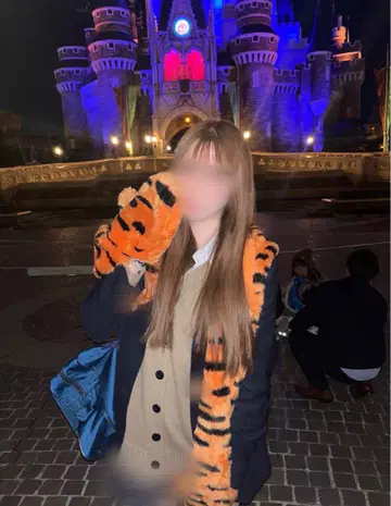 호랑이 무늬 플리스 후드 장갑 세트