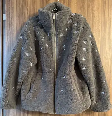 FURFUR 꽃무늬 자수 플리스 자켓 그레이