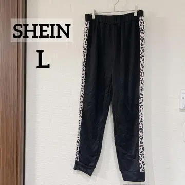 새상품급 SHEIN [ L ] 블랙 레오파드 무늬 조거 팬츠 스포츠 팬츠