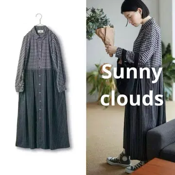 새상품급 Sunny Clouds 체크 무늬 셔츠 원피스