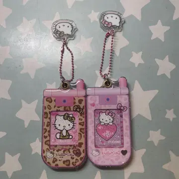 헬로키티 슬라이드 폴더폰 키링 2종