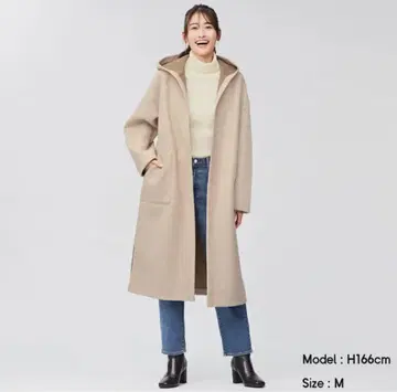 [ 미사용 새상품 ] 후디 롱 가운 코트 GU 긴팔 베이지 지유
