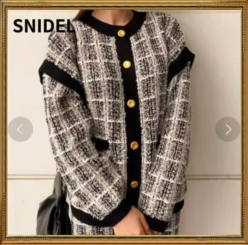SNIDEL 체크 무늬 노카라 자켓