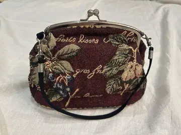 꽃무늬 가마구치 핸드백 와인 레드