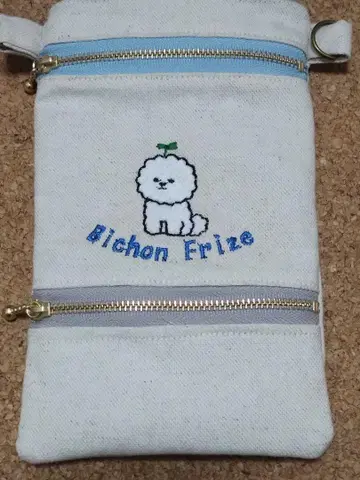 오리지널 비숑 프리제 자수 코인 스루 파우치 각 1개의 가격입니다.