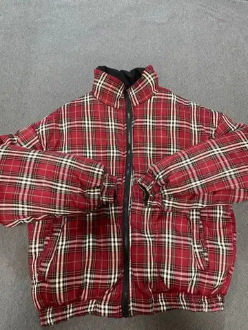 지하인 온라인 리버서블 다운 자켓 체크 무늬 블랙 2XL