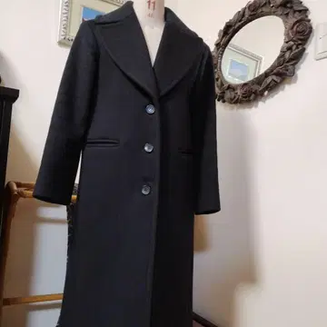 블랙 롱 코트 체스터 코트 3개 버튼