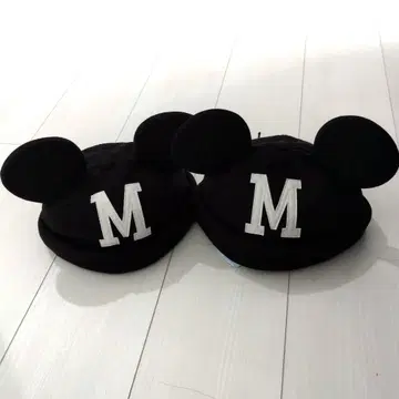 미키마우스 귀 달린 블랙 캡 2개 세트