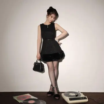 Lame tweed fur mini onepiece 엠미에메