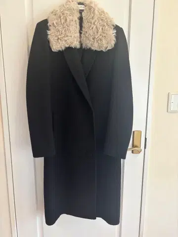 블랙 체스터 코트 퍼 카라 부착