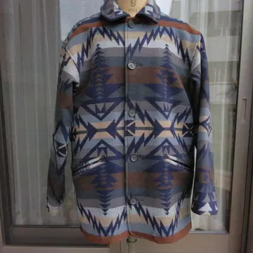 PENDLETON 남성용 네이티브 무늬 하프 울 코트