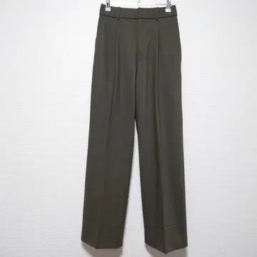 유니클로 UNIQLO 턱 와이드 팬츠 긴 길이 올리브
